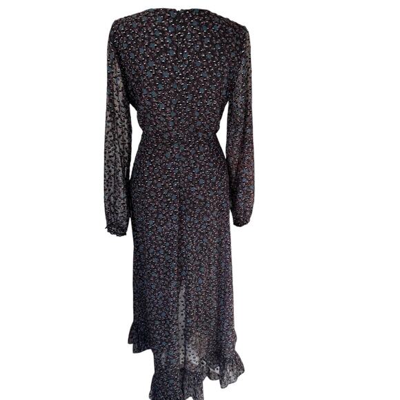 MAJE Paris Revana Velvet Burnout Maxi Dress Black Blue Purple NWT Size 3/US 8 - Picture 4 of 10